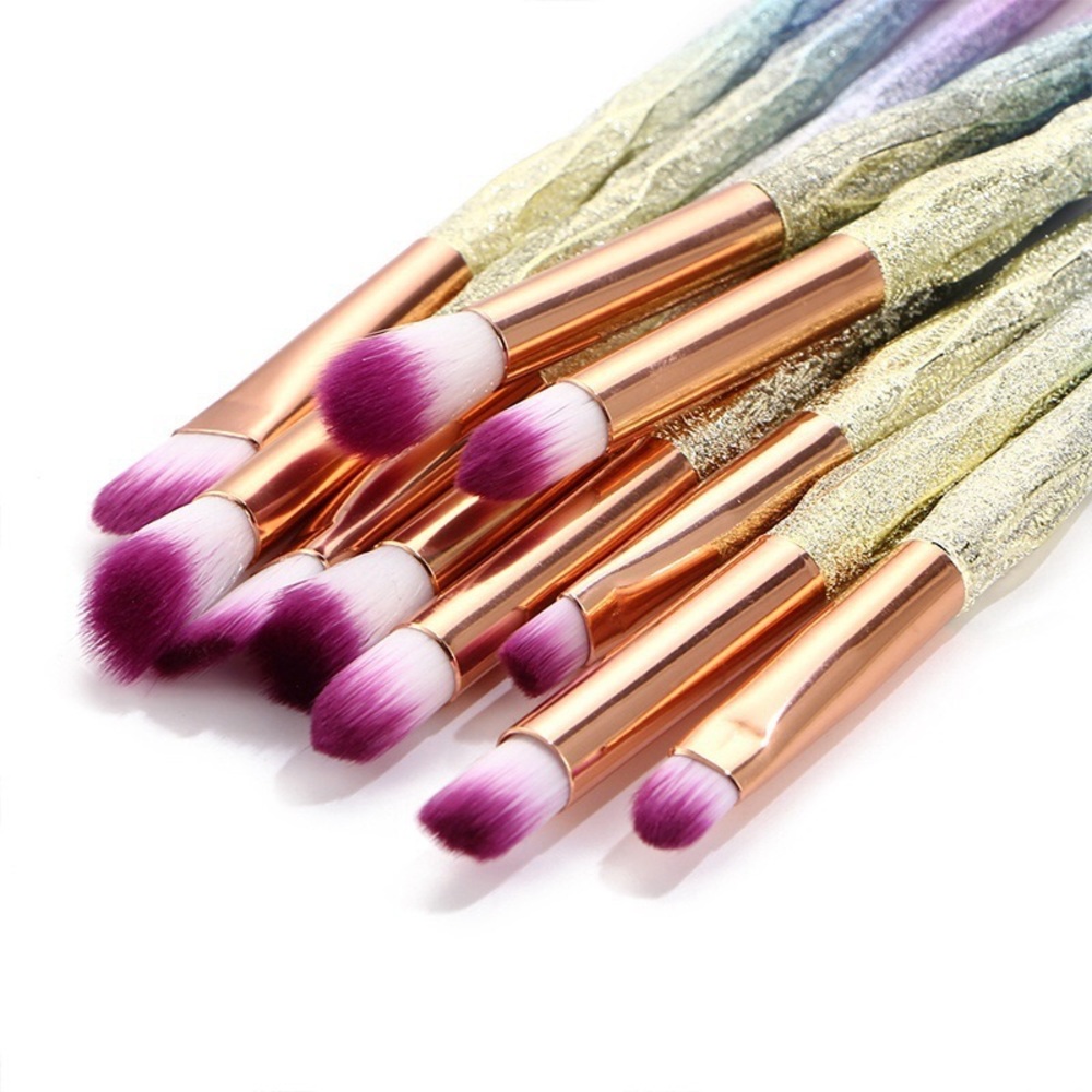 10 Piece Metallic Rainbow Makeup Brush Set w/ Bag - Picture 3 of 8